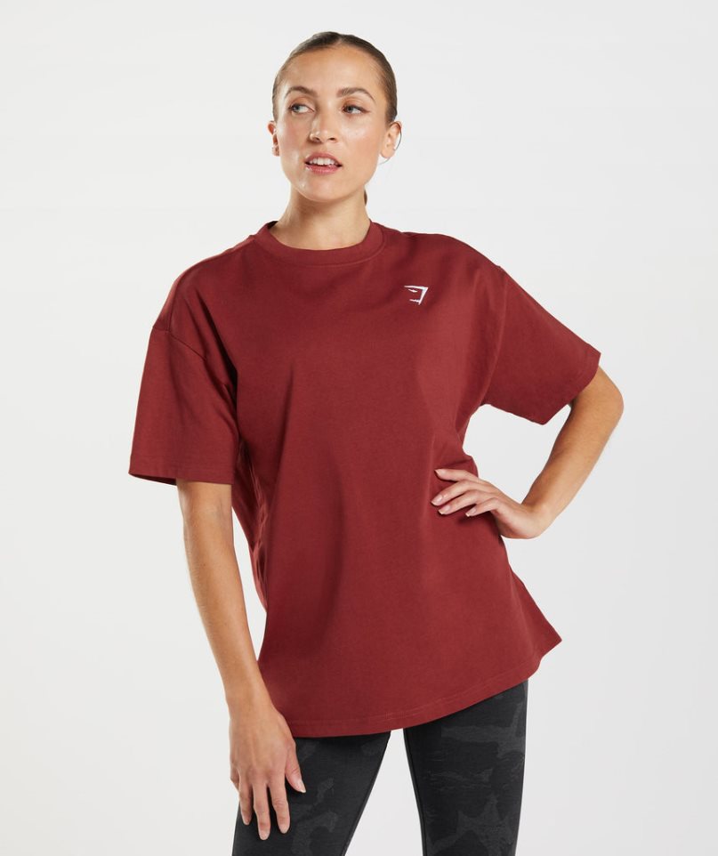 Women\'s Gymshark Training Oversized T-Shirts Red | CA DA3517